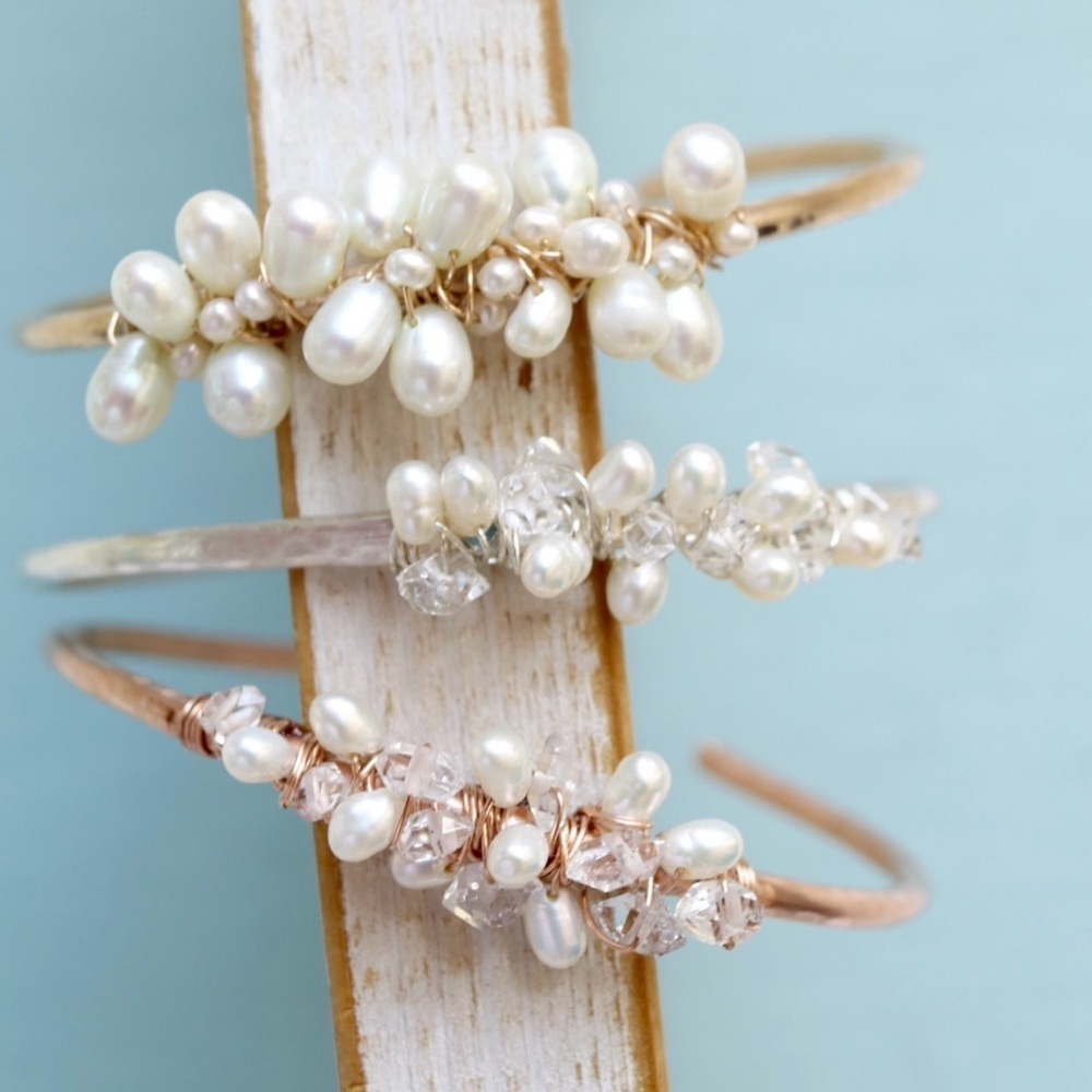 Elegant Pearl and Gold Cuff Bracelet